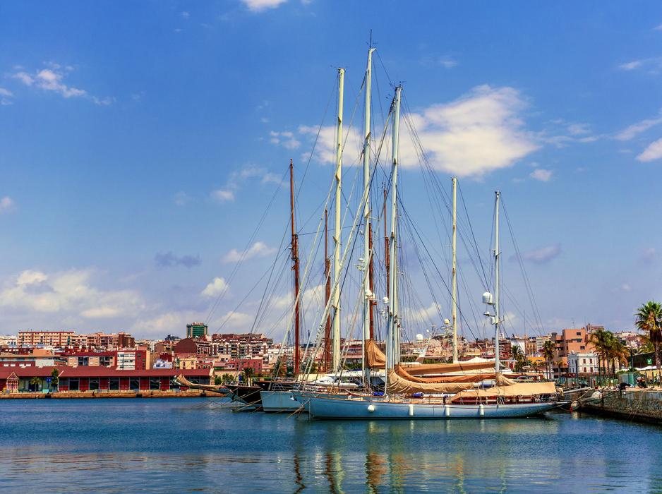 photo of sailing ships in the port in Tarragona, Spain