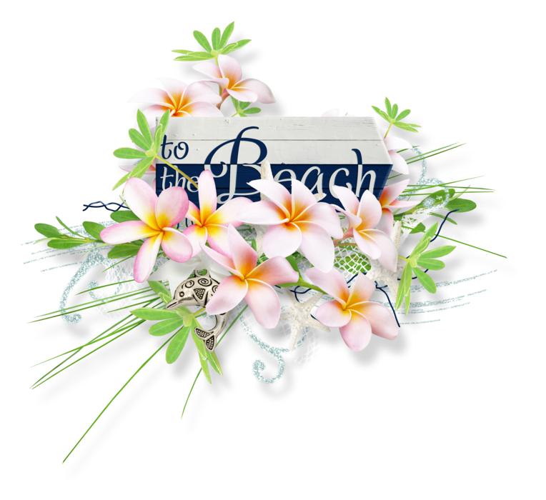 wooden sign in flowers with the inscription beach