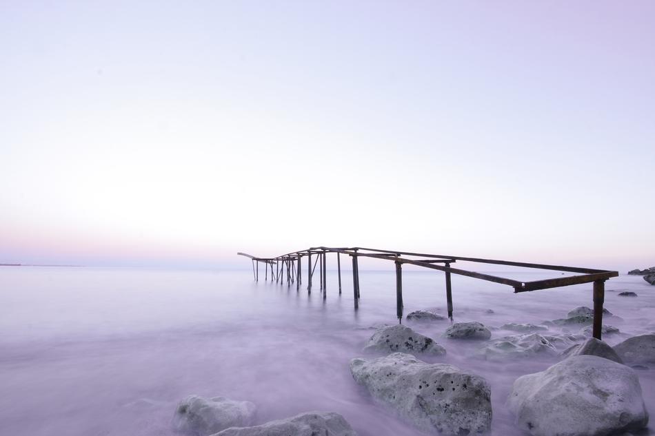 panoramic view of the coastline in the fog in Iskele