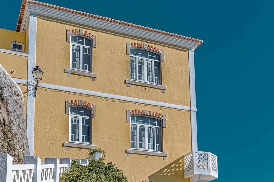 beautiful house against the blue sky