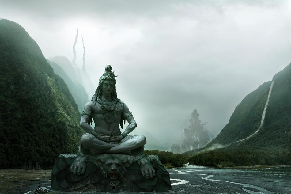 statue among the river in asia