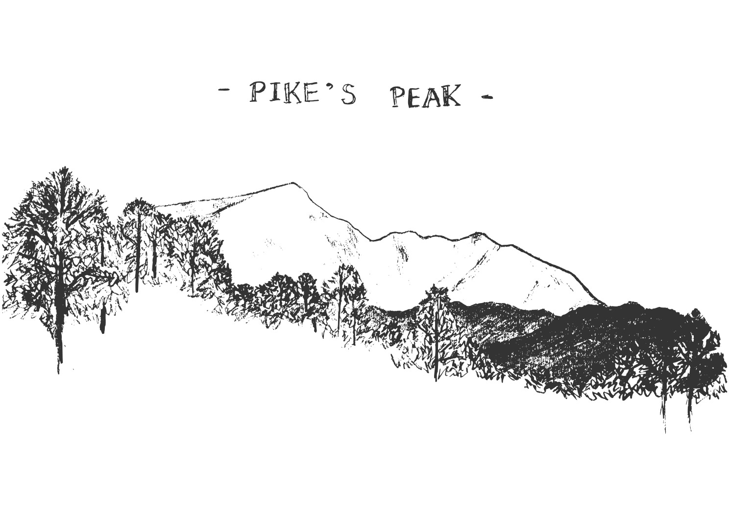 Colorado Pikes Peak Mountains Drawing Free Image