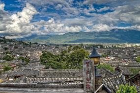 Chinese City Cityscape on a cloudy day