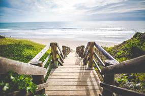 Ocean Water wooden stairs