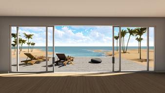 room with access to the sea beach