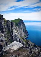 Cliff Sea Clouds blue, norway