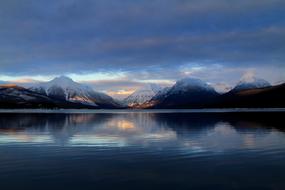 Landscape of Lake Mcdonald at Sunset