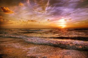 orange twilight over an idyllic coastline