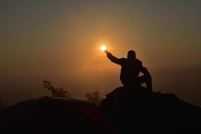Sunset Sky person hand