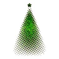 abstract christmas tree with green star at top