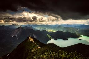 landscape of Mountains and Sky Clouds