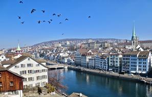 panoramic view of zurich on a sunny day