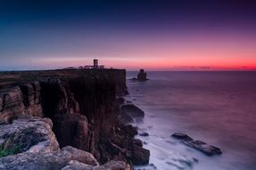Coast Cliffs Lighthouse pink sky