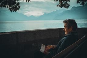 Man Landscape Mountains and lake