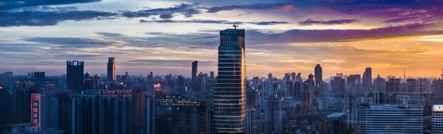 City blue sky Sunset