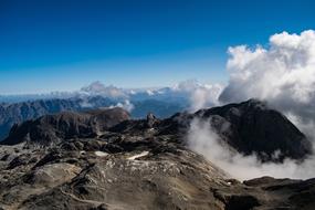 Mountains Clouds white blue