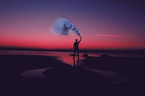 Ocean person sky smoke blue