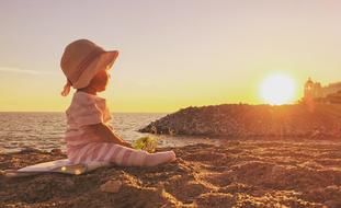 Sunset Nature sand kid