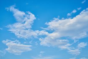 Beautiful, blue, gradient sky with the clouds