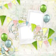 photo frame green blue ballons drawing