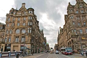 photo of a street in the historic center in Edinburgh