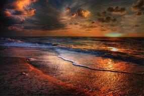 colorful sunset over the North Sea in Denmark