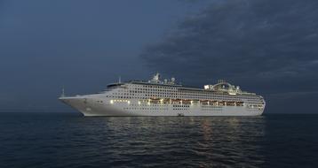 Cruise Ship on Ocean at evening