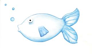 blue fish on white background