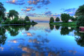 Lake Landscape Sunset blue and green, wisconsin, usa