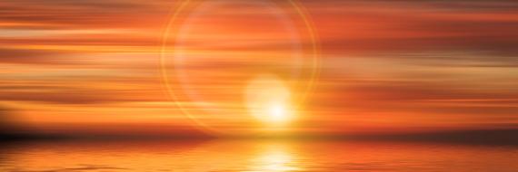 Beautiful waterscape in the colorful sunset of the evening sky