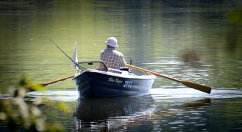 Rower-an Angler in a Rowing Boat