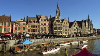 boats near the embankment in Belgium