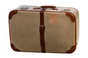 Luggage, vintage suitcase at white background