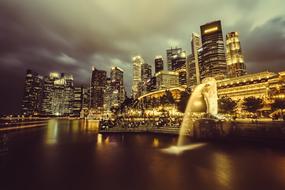 beautiful night photo of modern Singapore