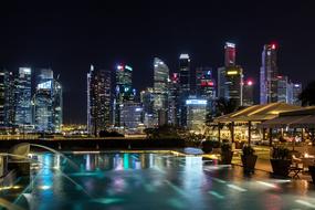 cityscape of Singapore Night Architecture