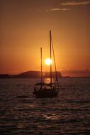boat at sunset at dusk