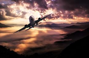 Landscape Aircraft Clouds pink