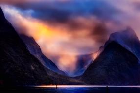 New Zealand Mountains purple sky
