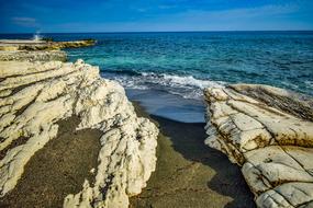 Beautiful rocky Governor's beach on Cyprus in Greece