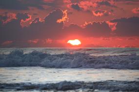 red Sunset Water blue