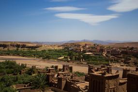 Beautiful landscape of Morocco with green trees, in the desert of Africa