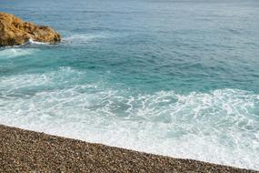 tropical ocean waves on tourist beach