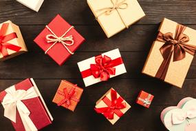 Gift Box Christmas red white gold
