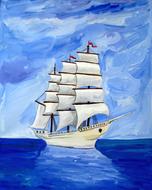 drawing of astronira sailing ship in sea