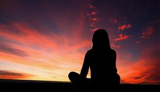 Silhouette person Sky Sunset