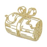 drawing of a gift with a bow in gold paints