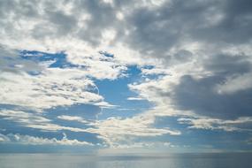 gray clouds in blue sky close up