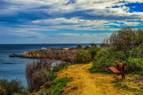 Beautiful landscape with the colorful path on the seashore of the National Park in Ayia Napa, Cyprus, Greece