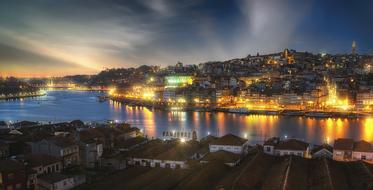 promenade near the river at night in portugal