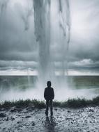 Waterfalls and boy